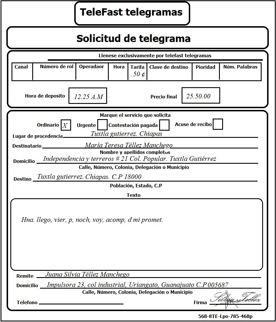 Ejemplo De Telegrama