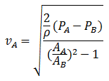Ecuación aplicada al tubo de Venturi, tomada de la de Bernoulli