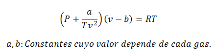 Ecuación de Berthelot para cálculo de gases reales a altas presiones