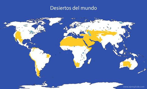 Mapa desiertos del mundo