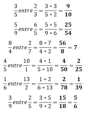 Ejemplos de división de fracciones