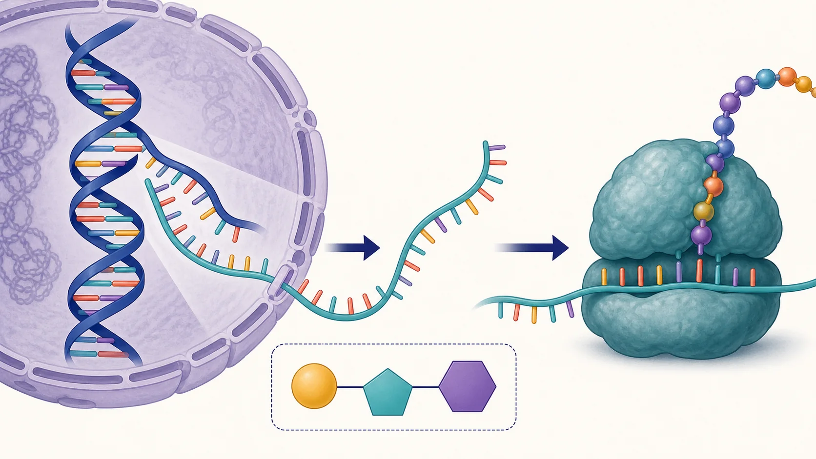 ADN, ARN, nucleótido y síntesis de proteína