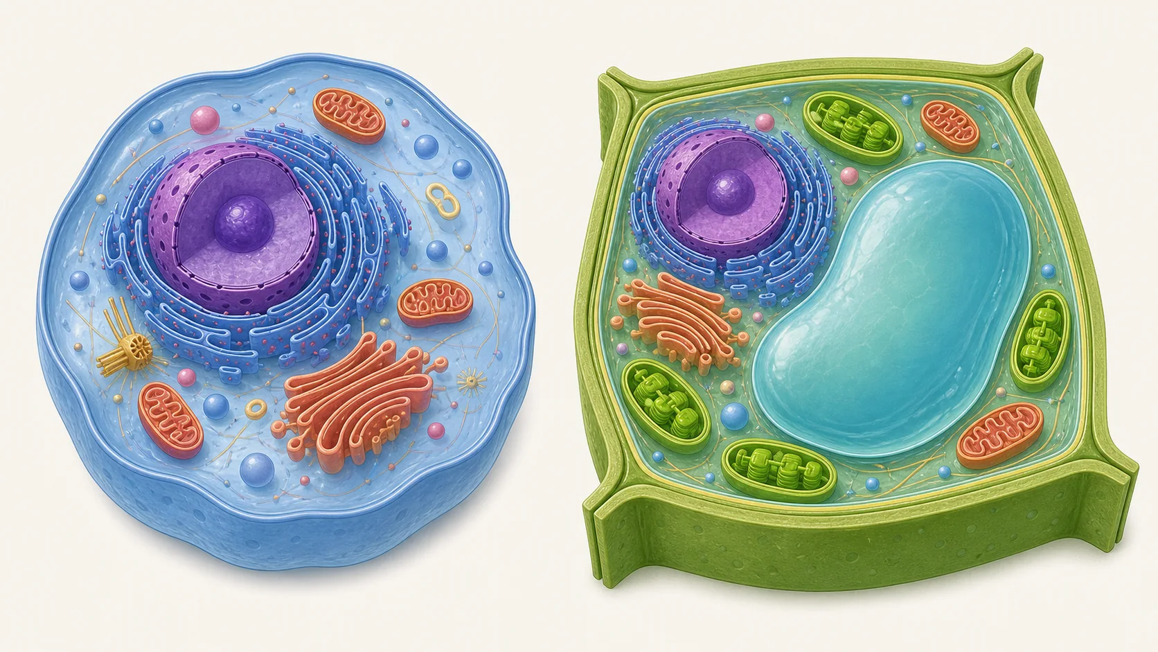 Comparación entre una célula animal y una vegetal
