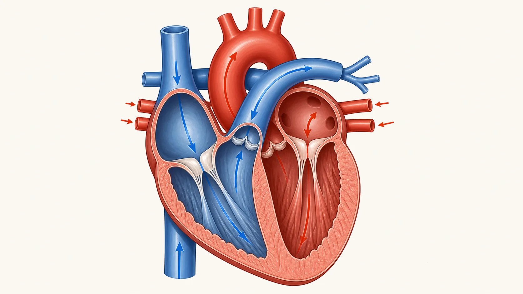 Cavidades, válvulas y grandes vasos del corazón