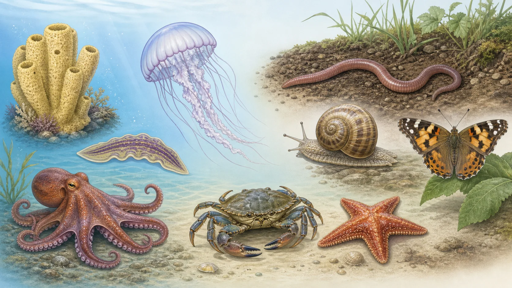 Visual explicativo de Animales invertebrados