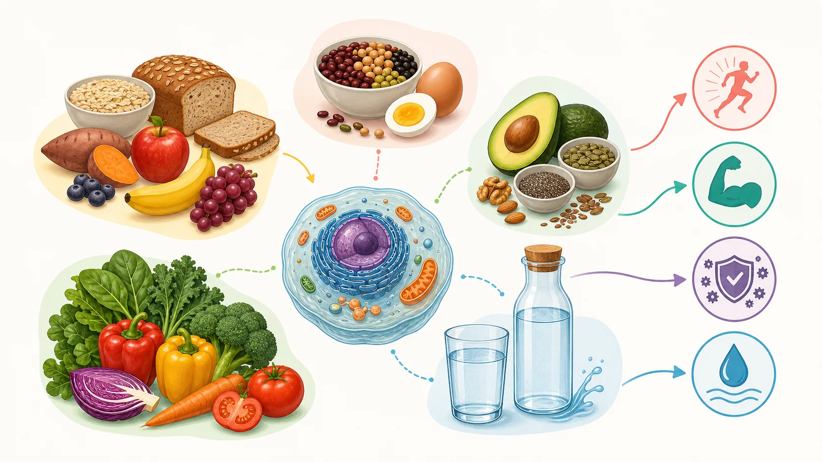 Grupos de nutrientes y alimentos que los aportan