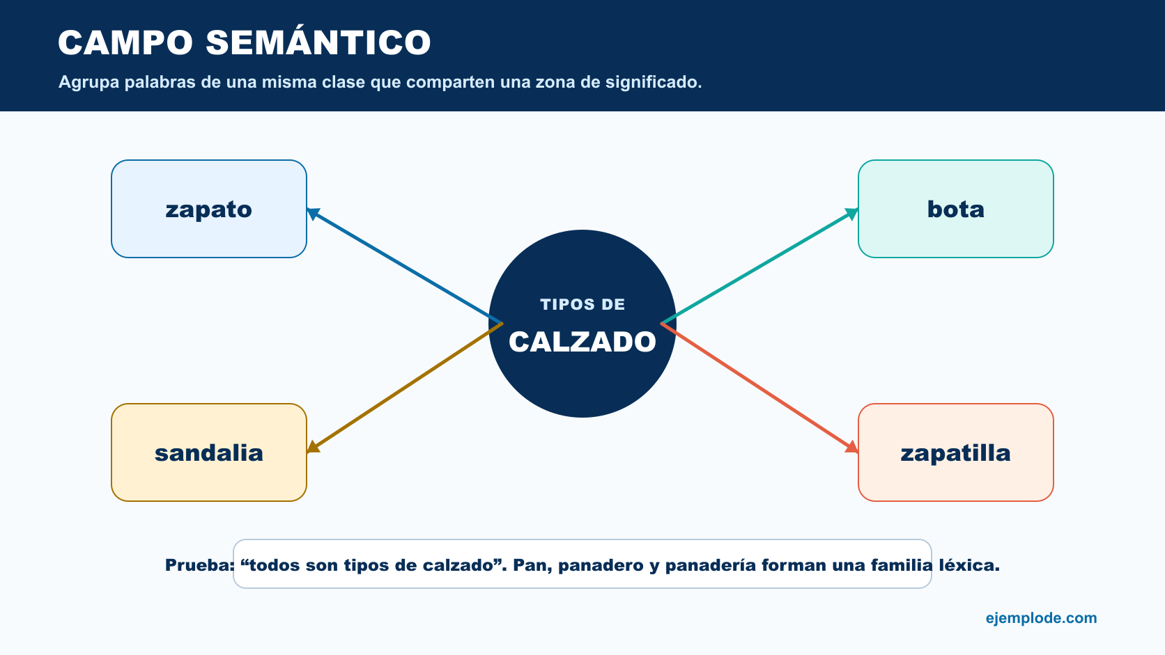 Campo semántico del calzado con zapato, bota, sandalia y zapatilla