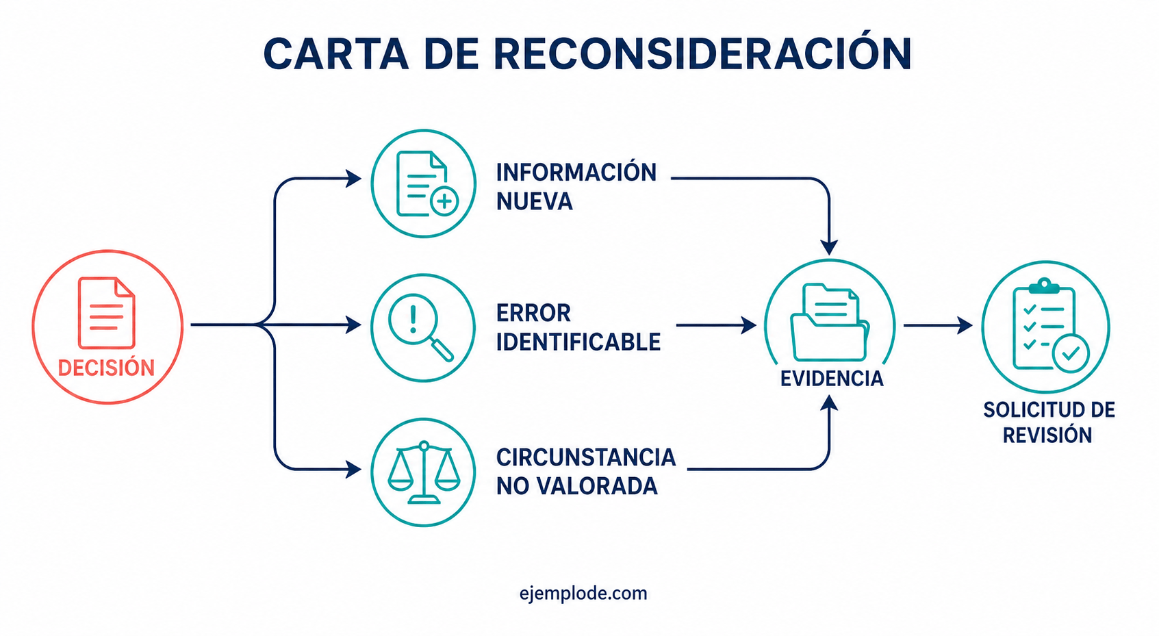 Ruta para pedir reconsideración con motivo y evidencia