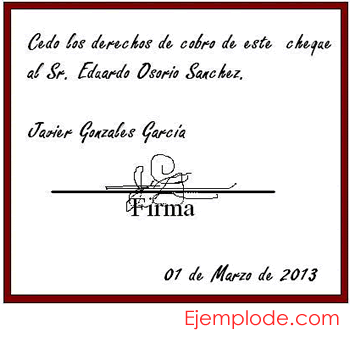 Endoso de cheque o pagaré