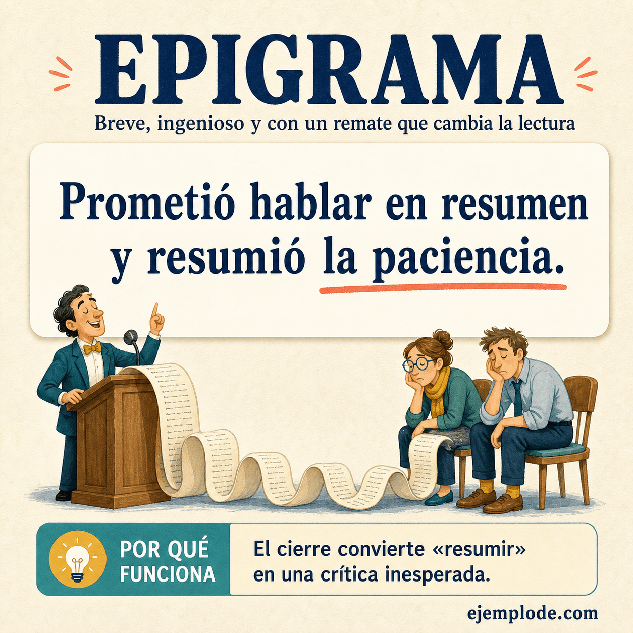 Explicación visual de Epigrama con un ejemplo didáctico