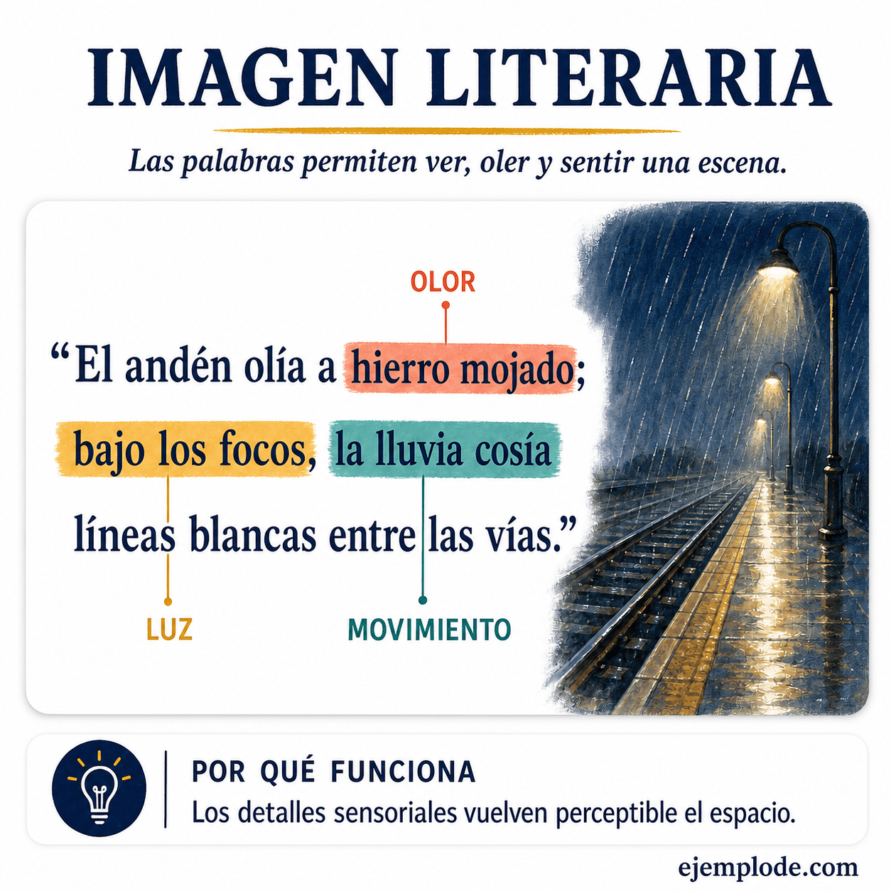 Infografía educativa sobre Imagen literaria con ejemplos y claves de reconocimiento