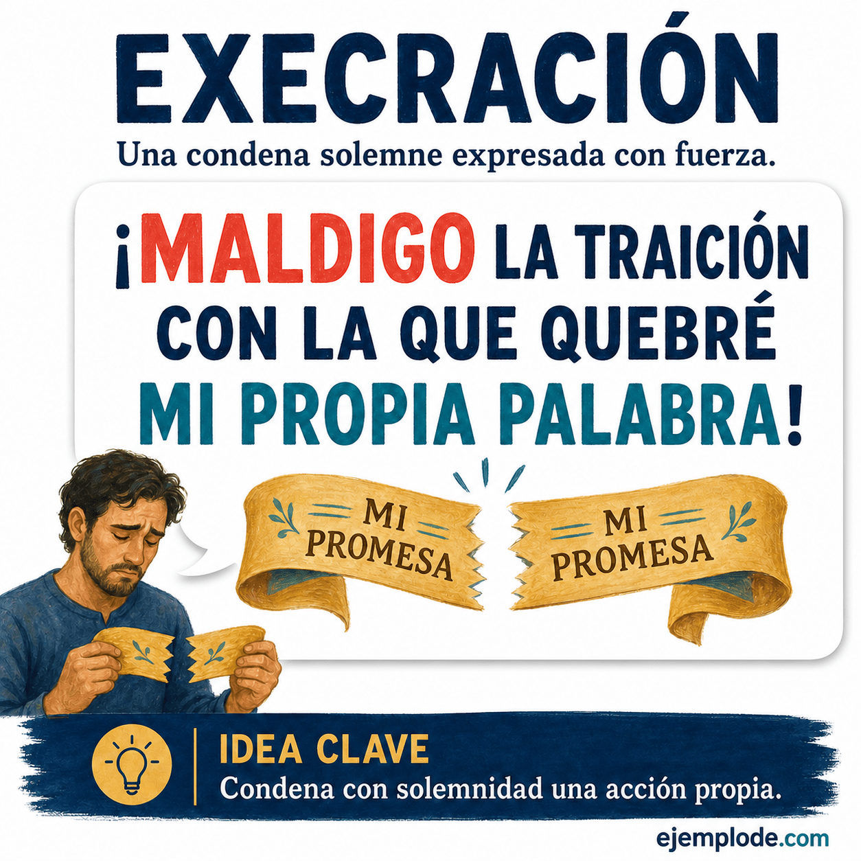 Infografía educativa sobre Execración con ejemplos y claves de reconocimiento