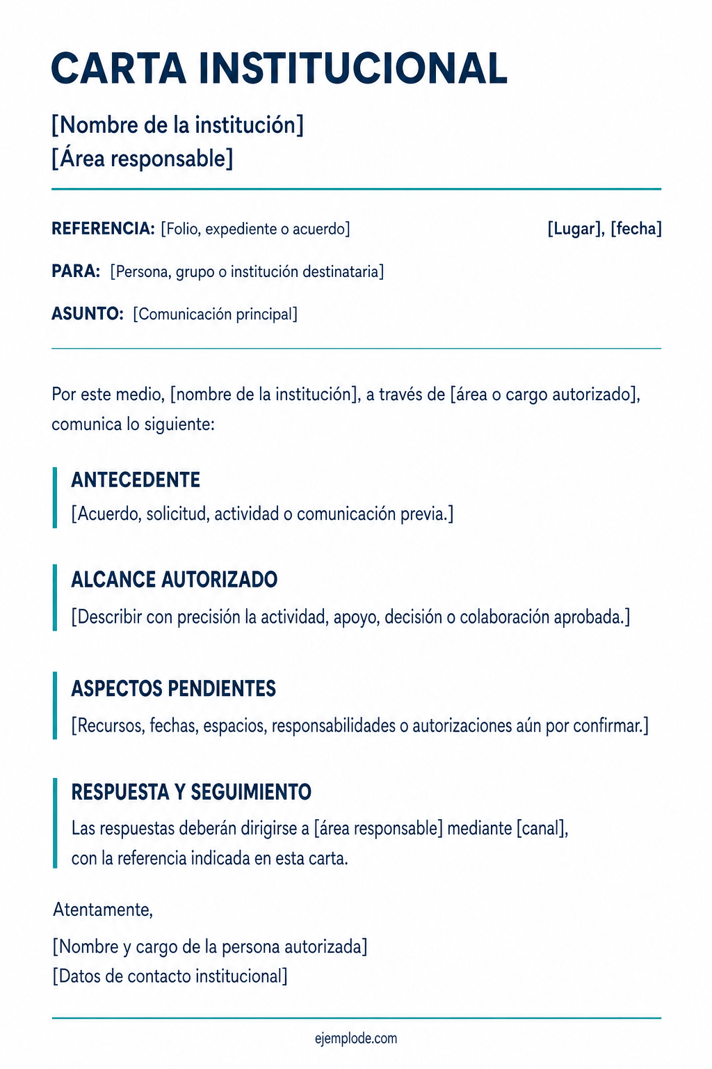Modelo vacío de carta institucional