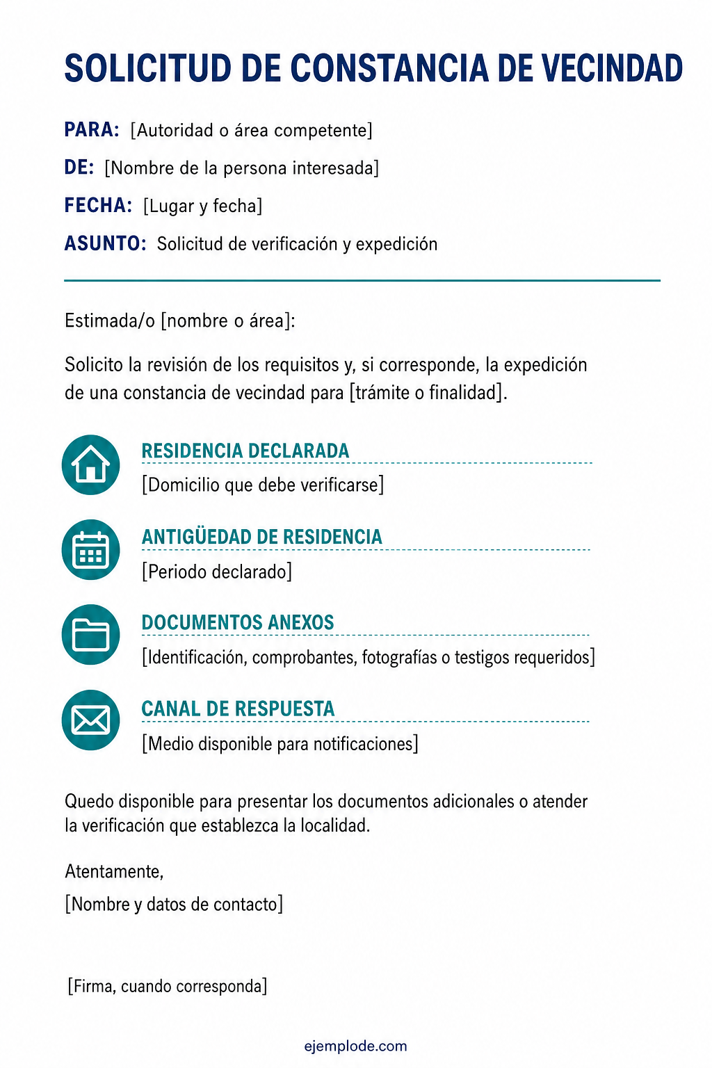 Formato editable para solicitar una constancia de vecindad