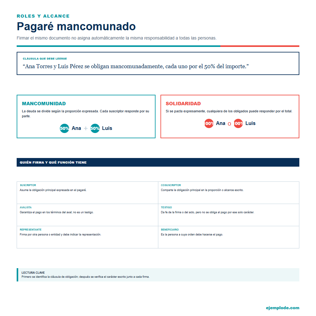 Ejemplo visual de Pagaré mancomunado