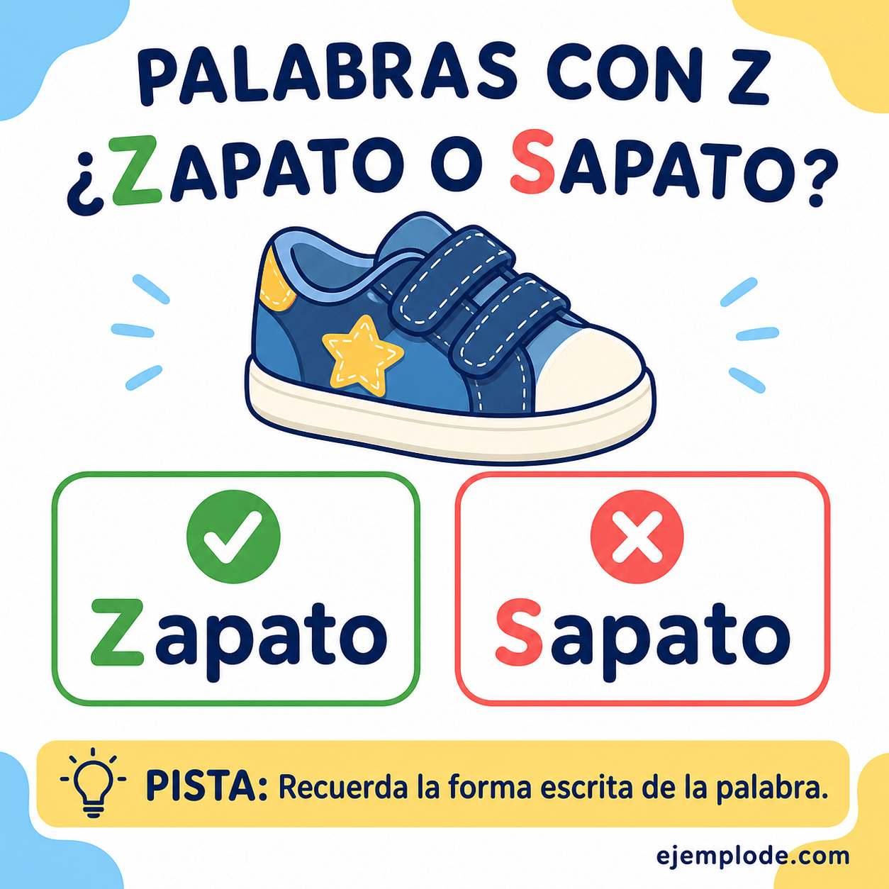 Explicación visual de Palabras con z con un ejemplo didáctico