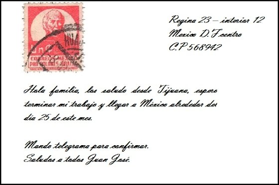 Postal antigua -Vuelta Formato del reverso