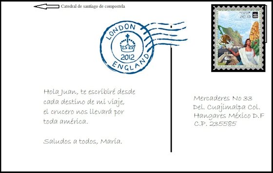 Postal nueva - vuelta Reverso de una postal moderna