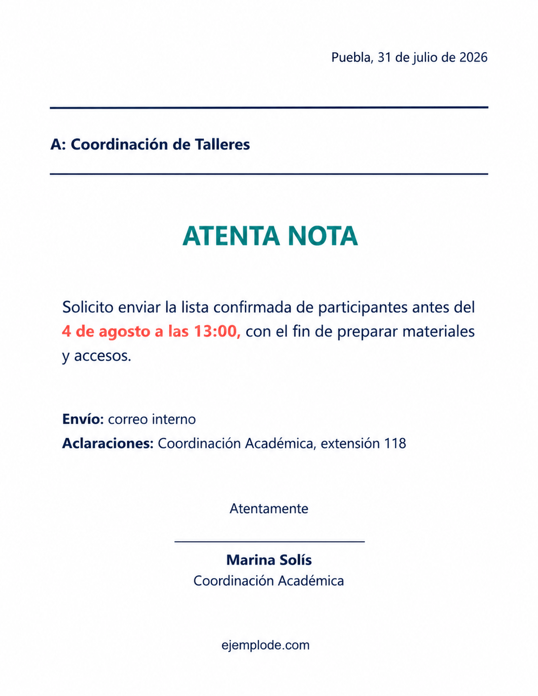 atenta nota ejemplo completo