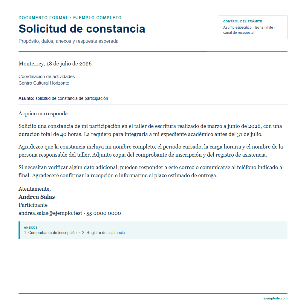 Ejemplo visual de Documento formal