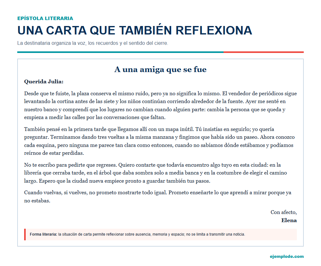 Epístola a una amiga: ejemplo literario desarrollado