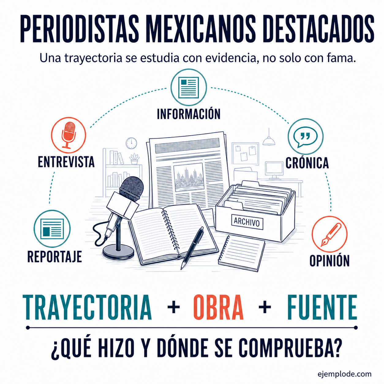 Ejemplo visual de Periodistas mexicanos destacados