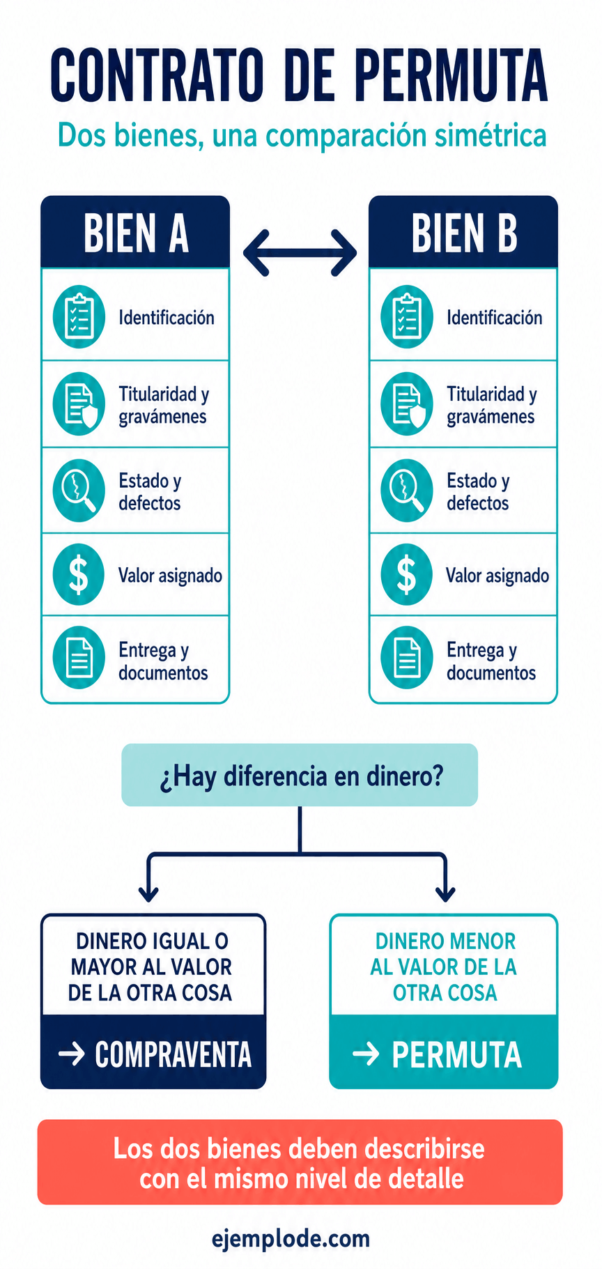 permuta intercambio y diferencia dinero