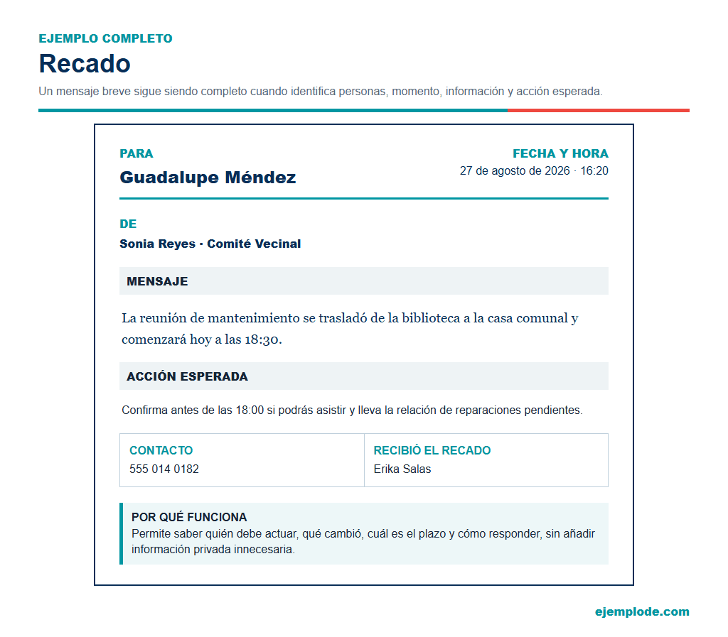 recado ejemplo completo