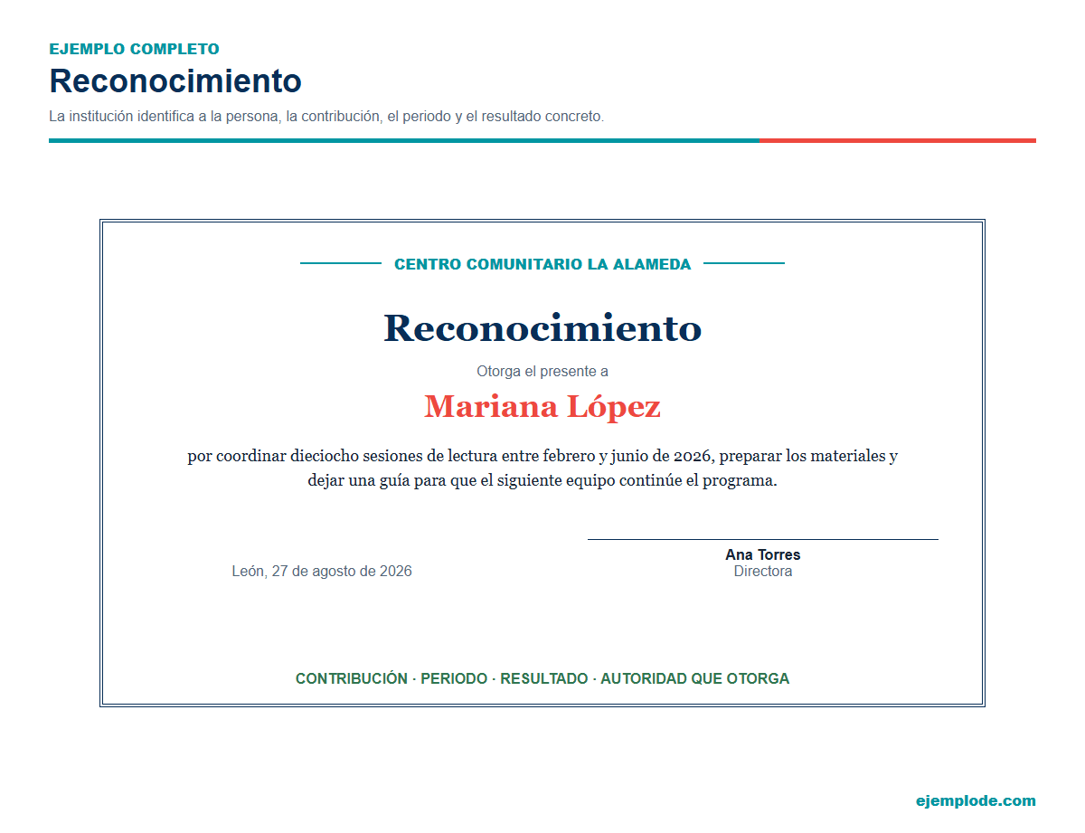 reconocimiento ejemplo completo