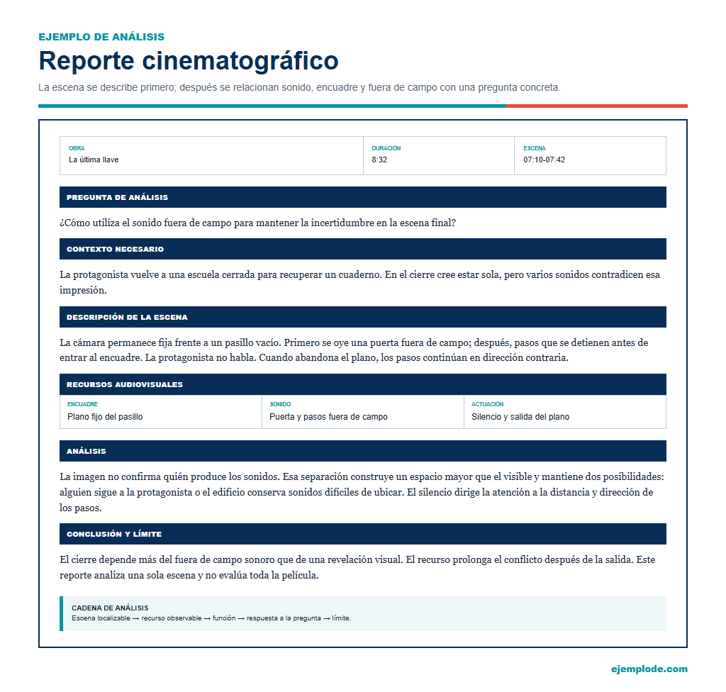 reporte cinematografico ejemplo completo