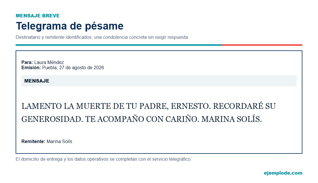 telegrama pesame ejemplo