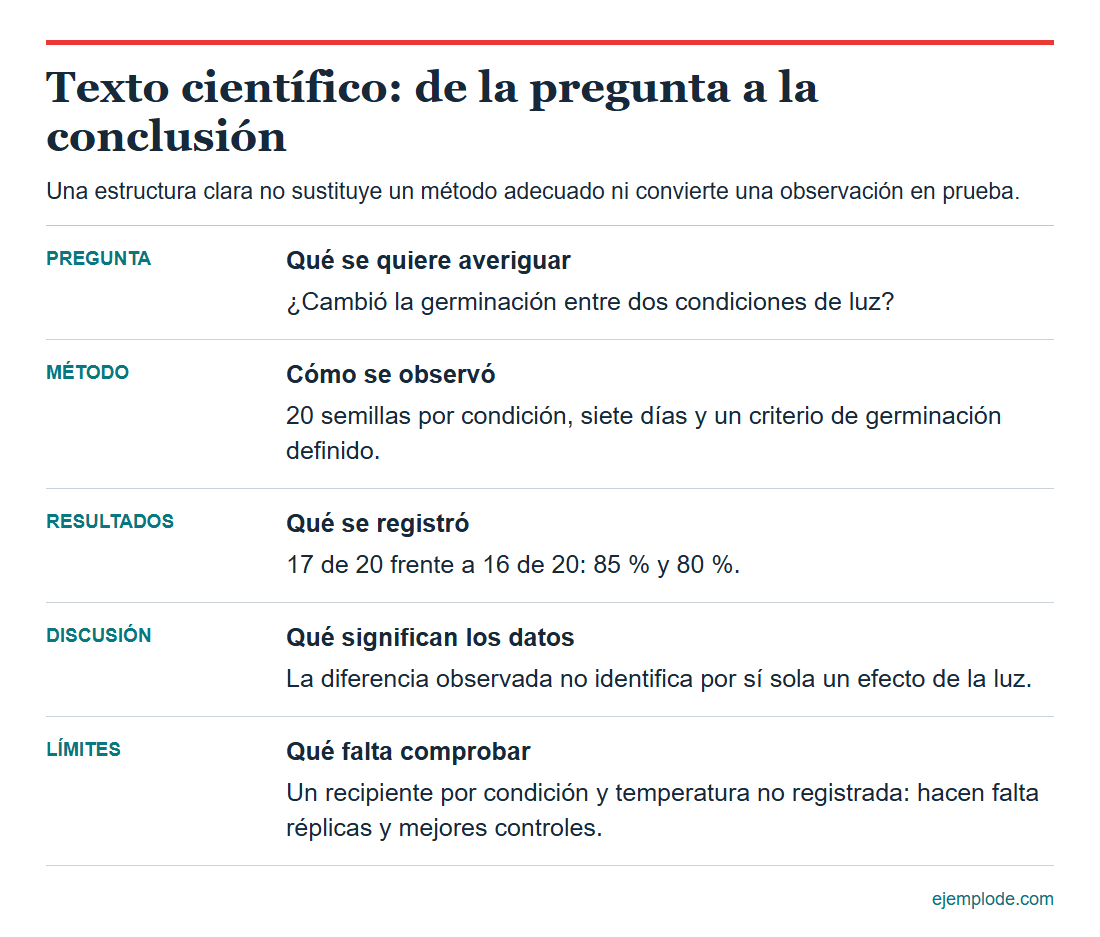 texto cientifico estructura evidencia