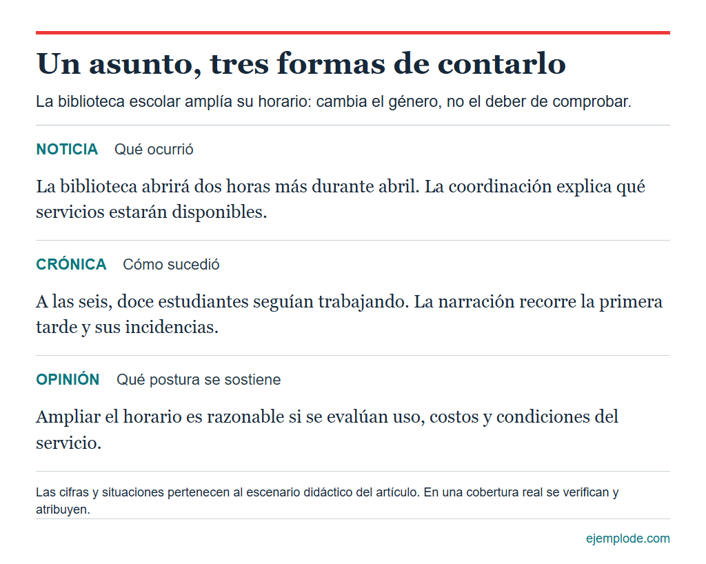 texto periodistico noticia cronica opinion