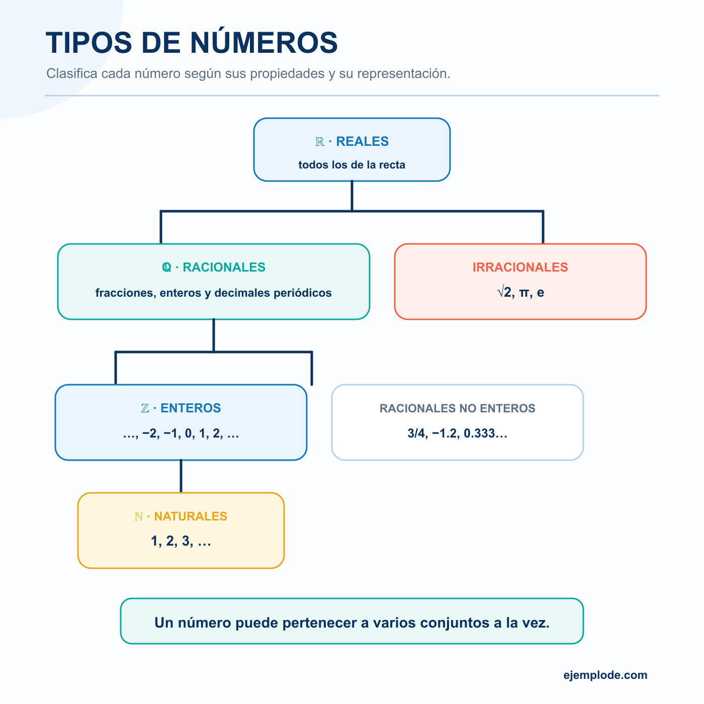 Tipos de números: explicación visual paso a paso