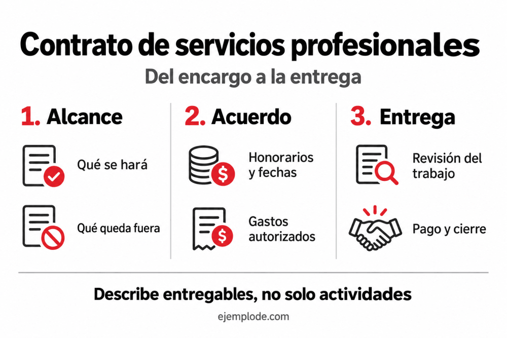 Alcance, acuerdo y entrega en un contrato de servicios profesionales
